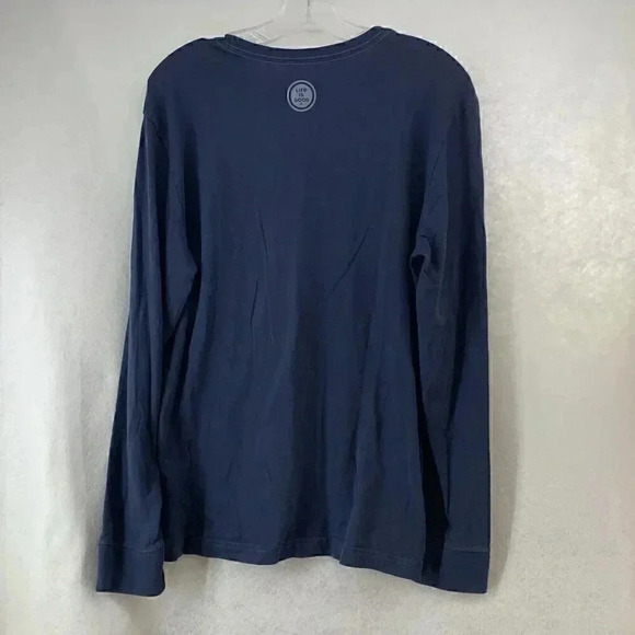 Life Is Good Men’s‎ Blue Snowman Golfing Long Sleeve Crusher Tee Size Small - Picture 2 of 5